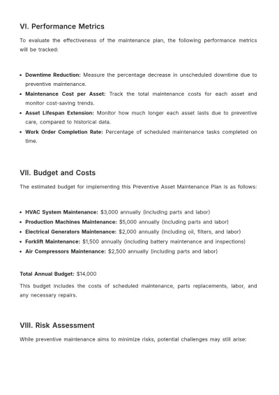 Free Preventive Asset Maintenance Plan Template to Edit Online