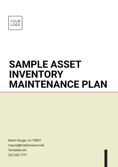 Free Sample Asset Inventory Maintenance Plan Template to Edit Online