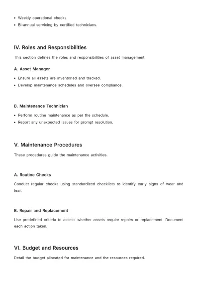 Free Sample Asset Inventory Maintenance Plan Template to Edit Online