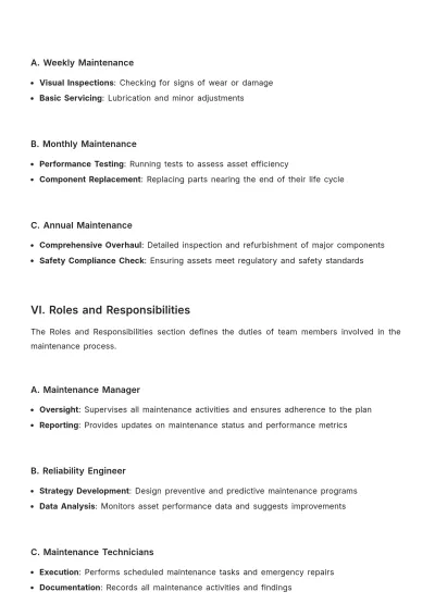 Free Reliability Asset Maintenance Plan Template to Edit Online