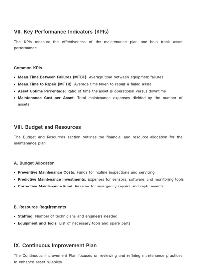 Free Reliability Asset Maintenance Plan Template to Edit Online