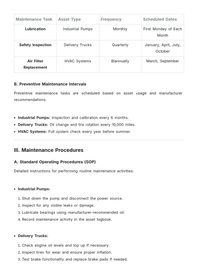 Free Multi-Asset Maintenance Plan Template to Edit Online