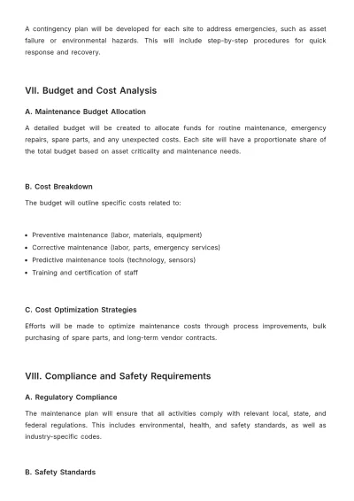Free Multi-Site Asset Maintenance Plan Template to Edit Online