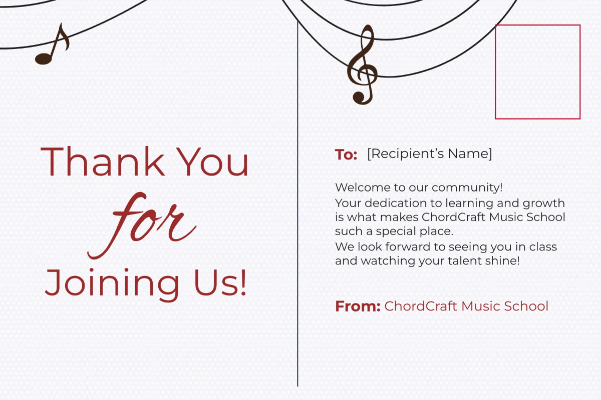 Free Music School Postcard Template to Edit Online