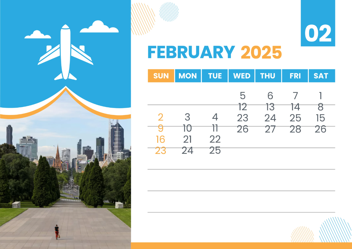 Free 2025 Travel Calendar Template to Edit Online