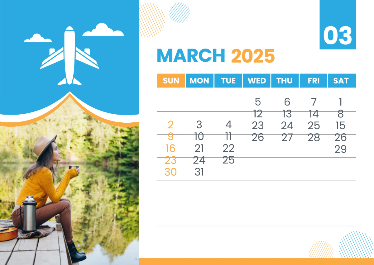 Free 2025 Travel Calendar Template to Edit Online