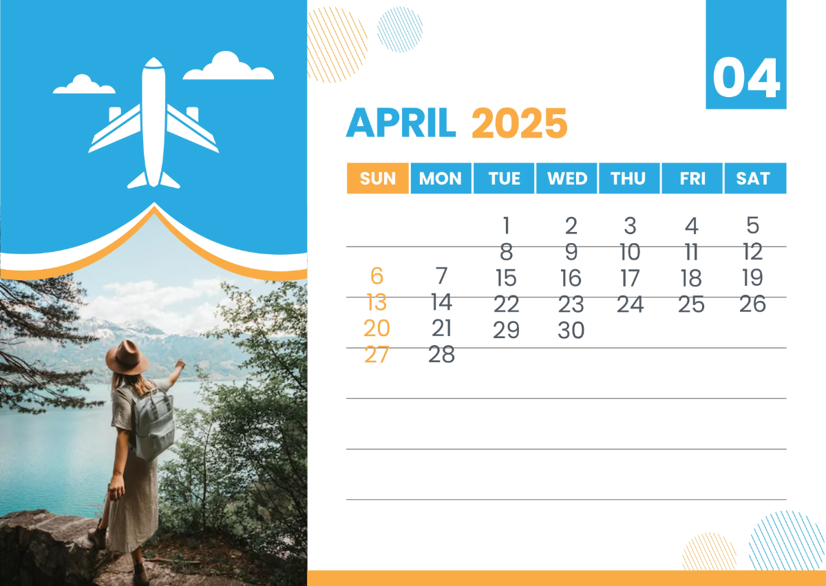 Free 2025 Travel Calendar Template to Edit Online