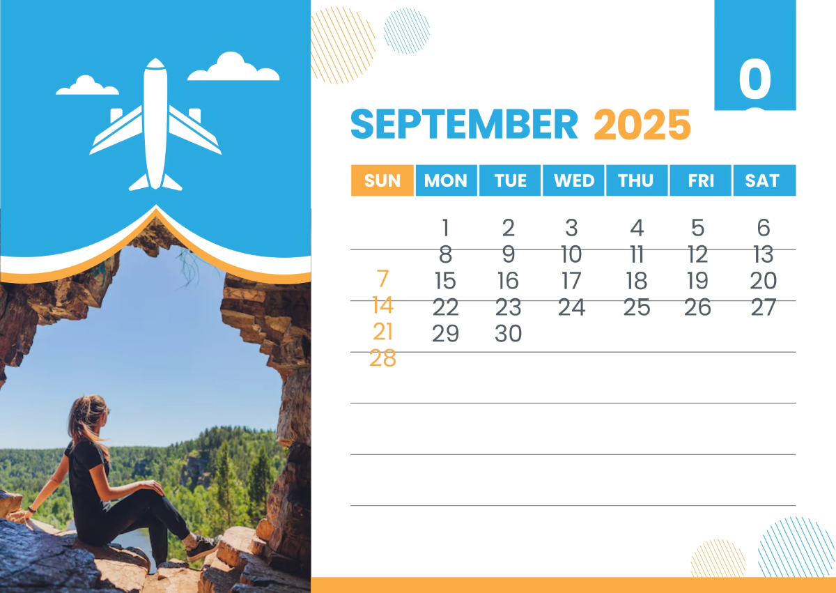 Free 2025 Travel Calendar Template to Edit Online