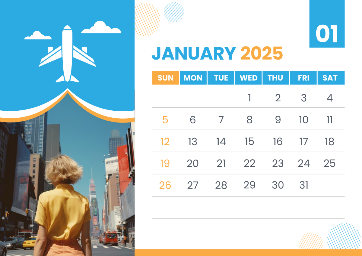 Free 2025 Travel Calendar Template