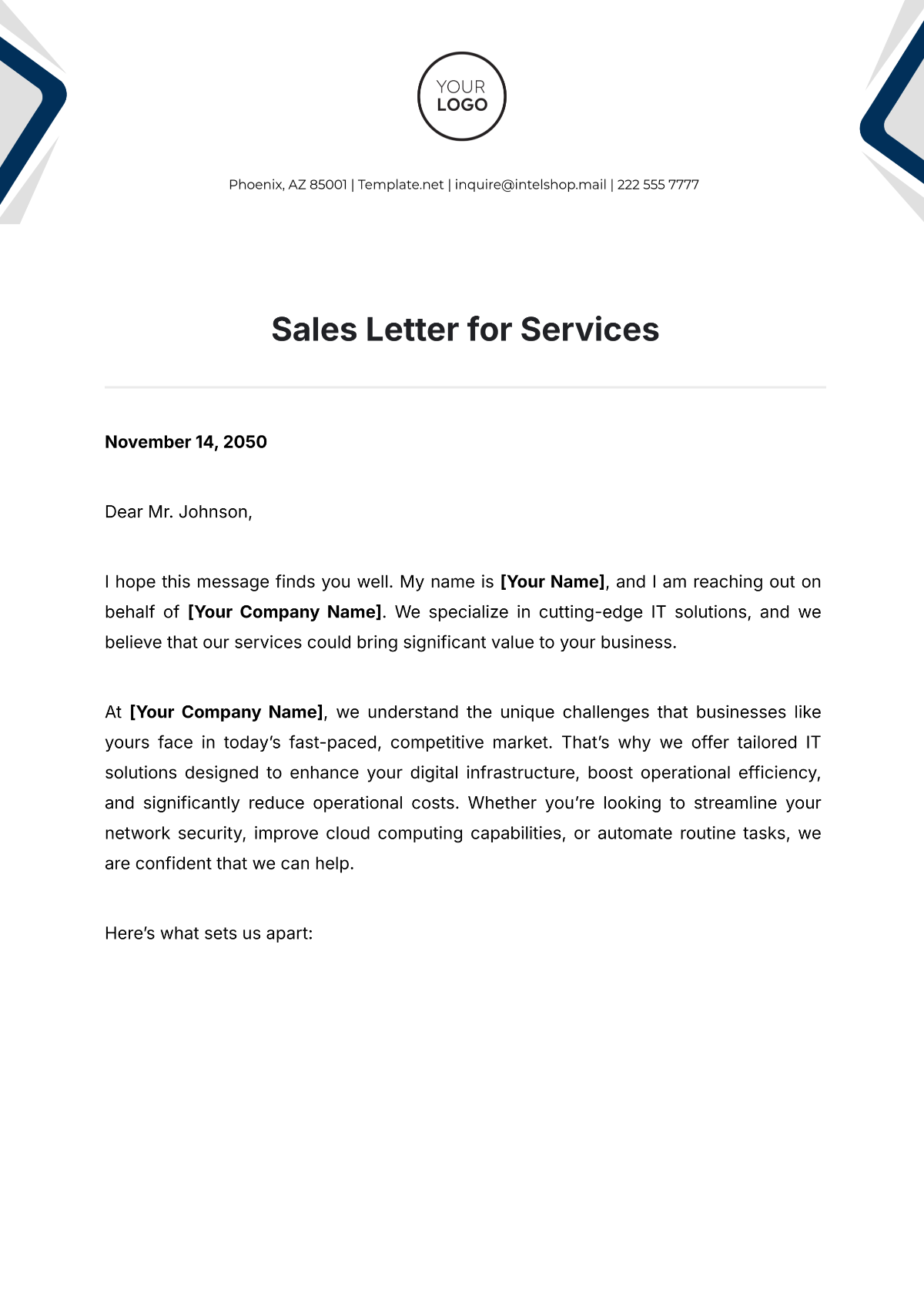 Sales Letter for Services Template - Edit Online & Download