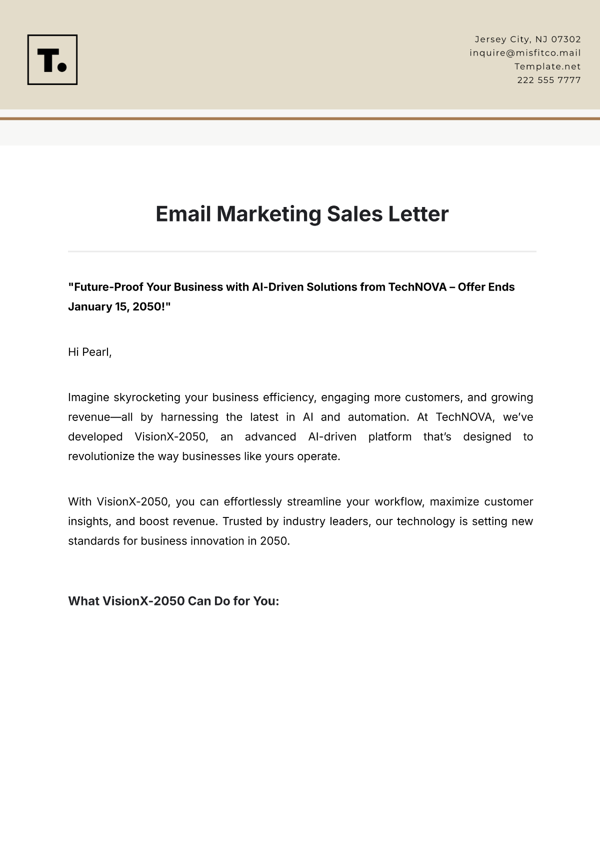 Email Marketing Sales Letter Template - Edit Online & Download