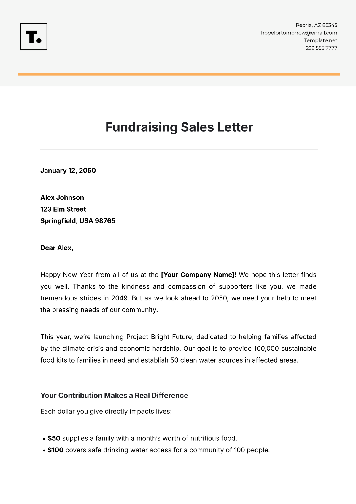 Fundraising Sales Letter Template - Edit Online & Download