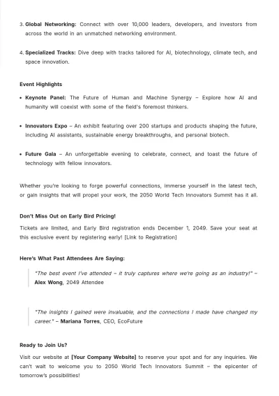 Free Sales Letter for Events Template to Edit Online