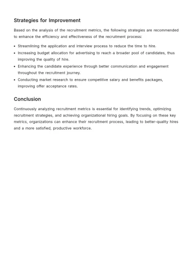 Free Sample Recruitment Metrics Report Template to Edit Online
