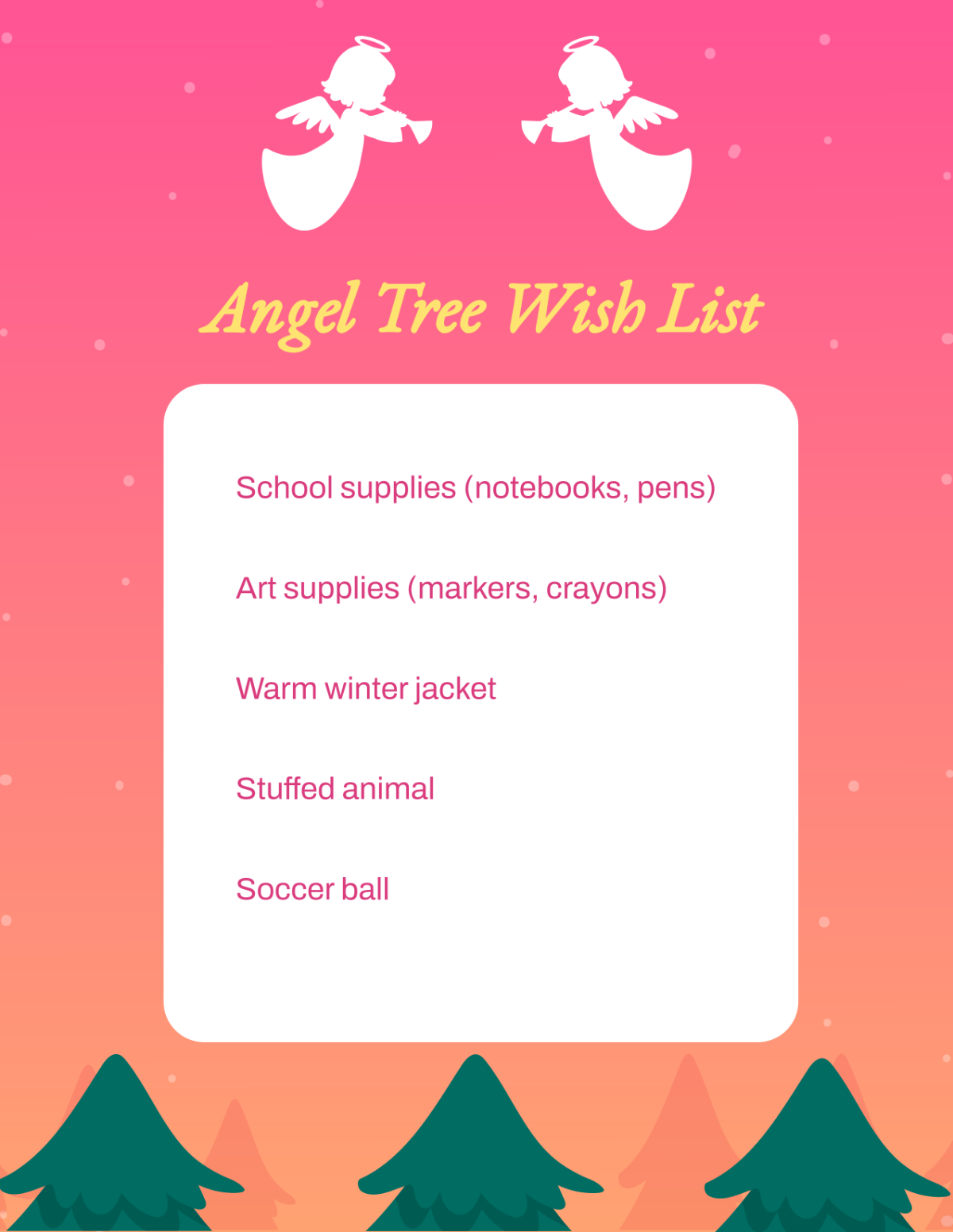 Angel Tree Wish List Template - Edit Online & Download