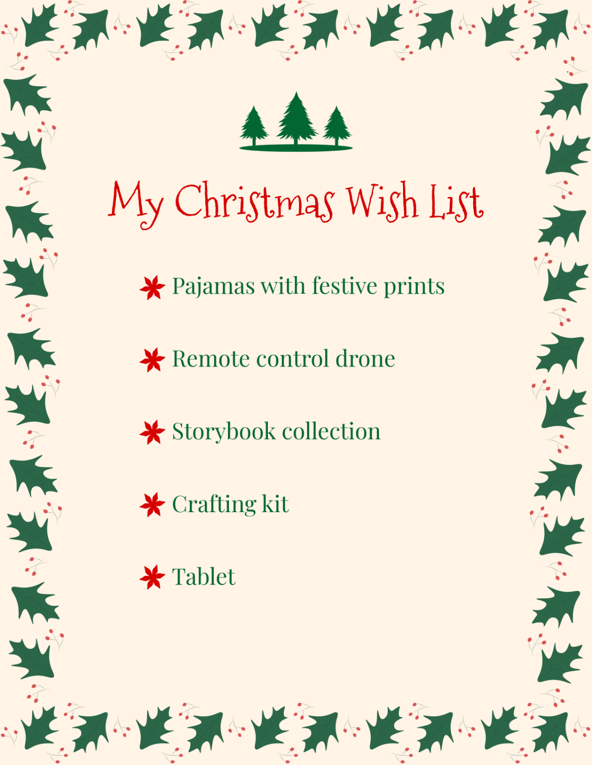 Christmas Wish List Border