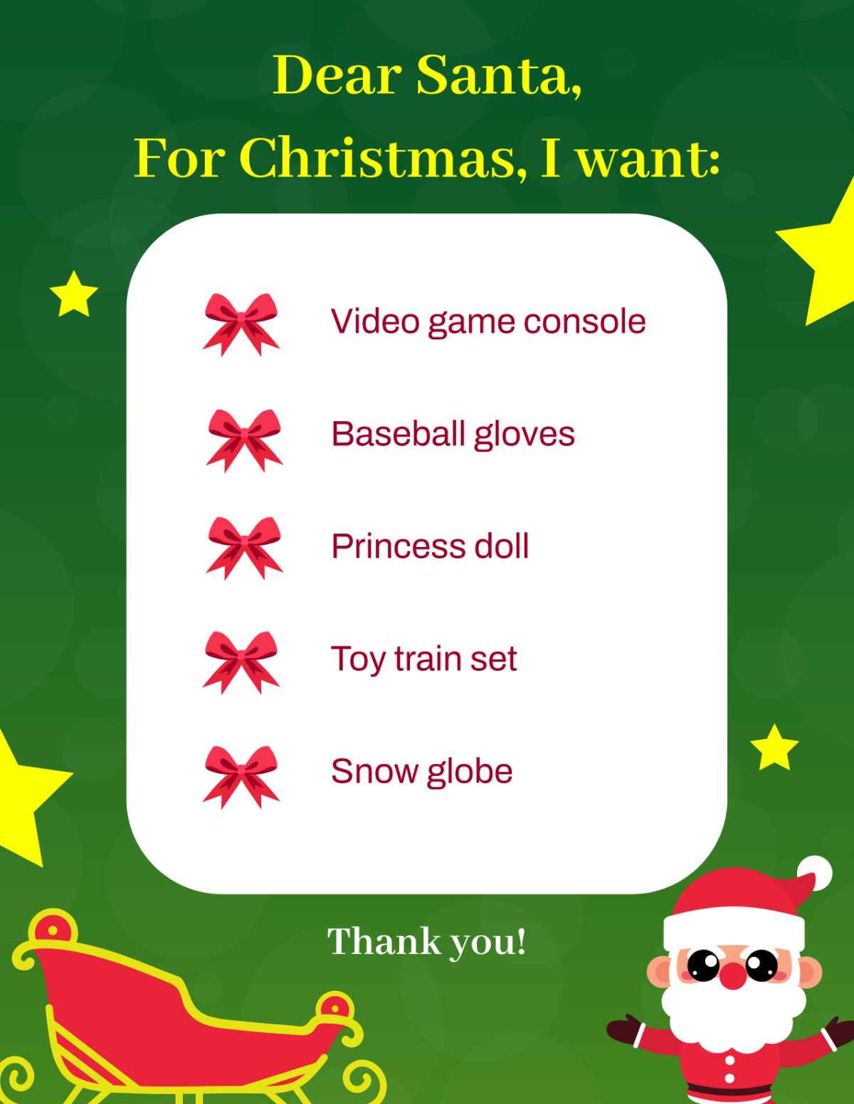 Christmas Wish List with Santa Design