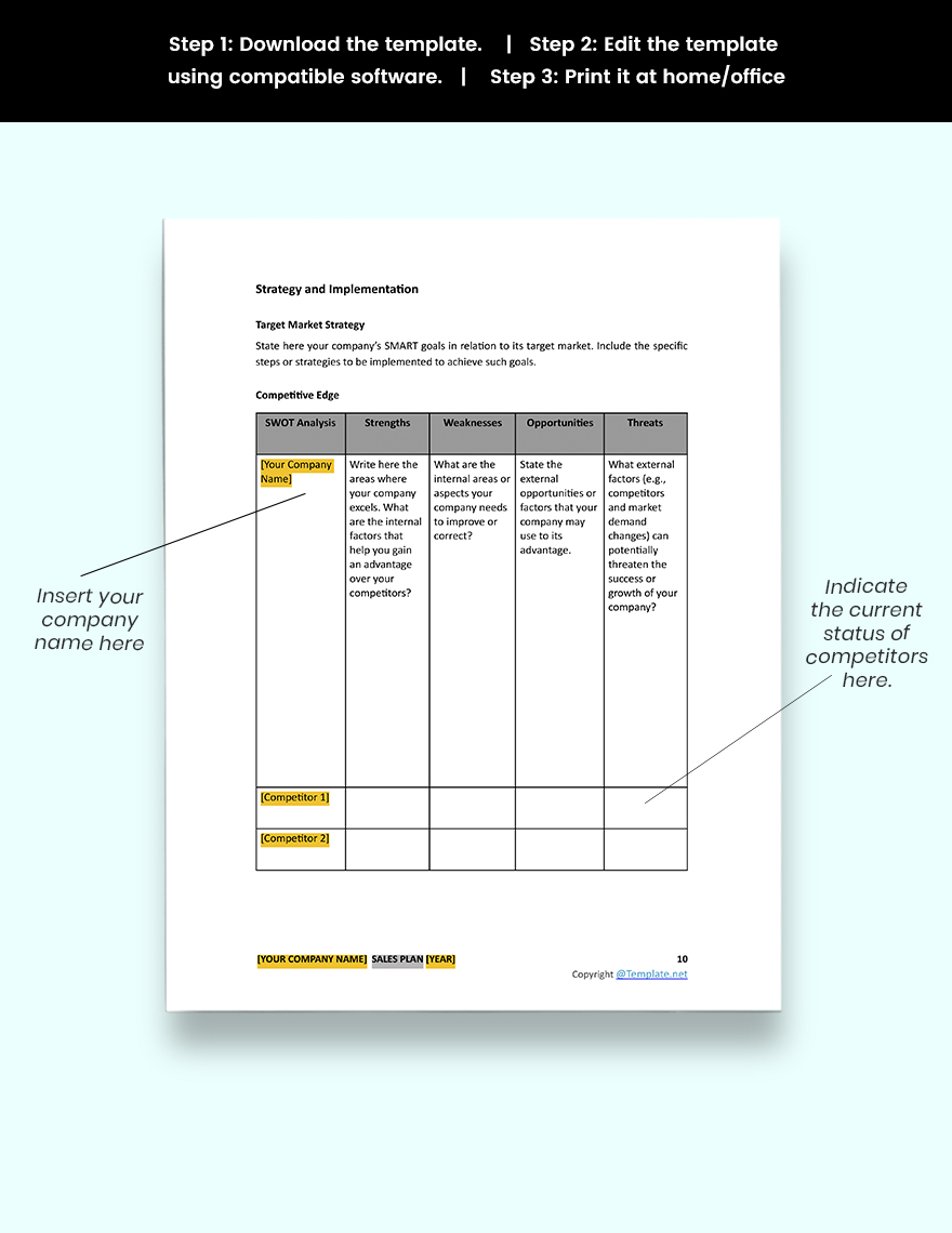 Simple Software Sales Plan Template