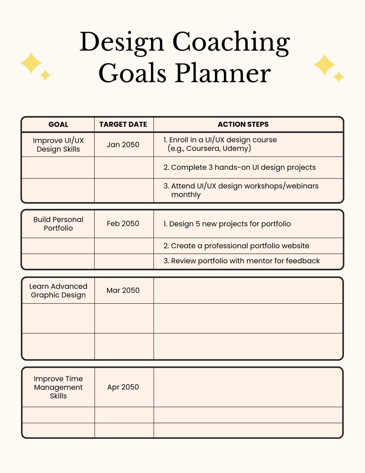 Design Coaching Goals Planner - Edit Online & Download