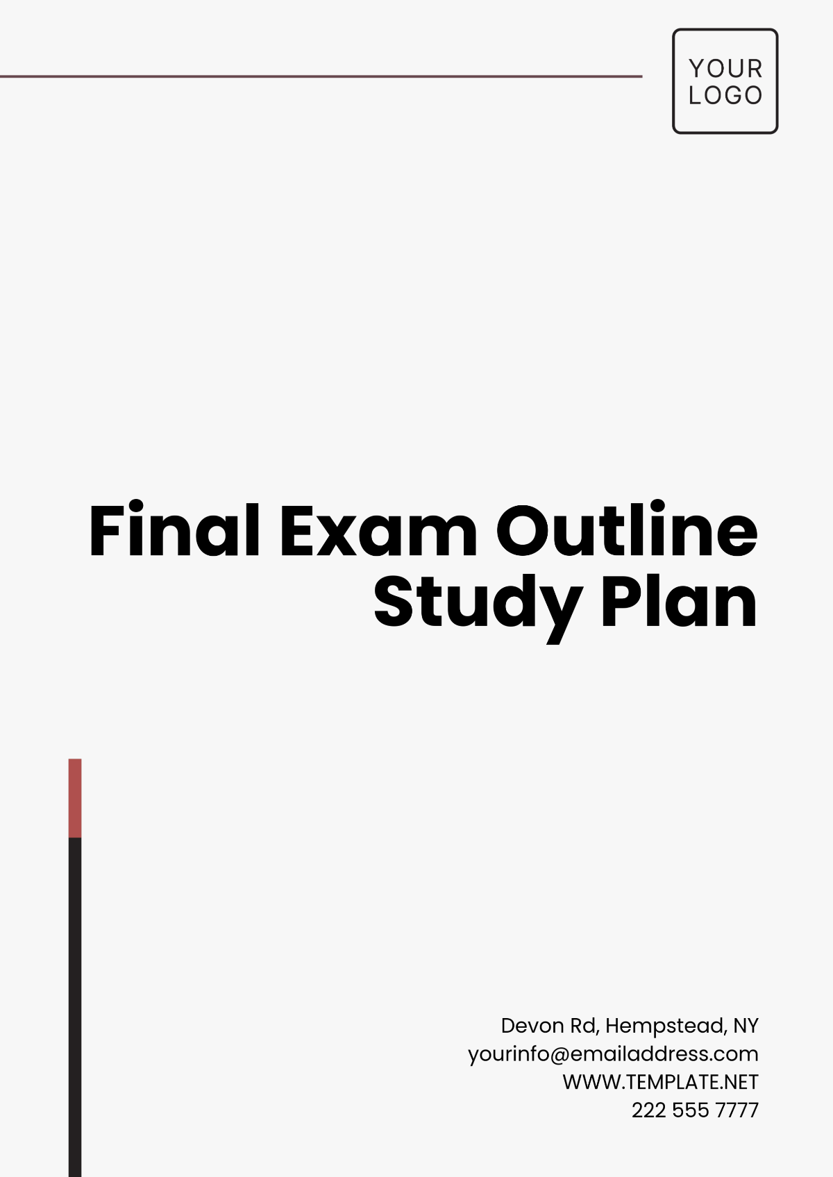 Final Exam  Outline Study Plan Template - Edit Online & Download