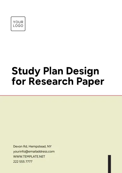 Free Study Plan Design for Research Paper Template to Edit Online