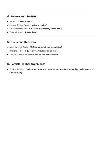 Free After-School Layout Study Plan Template to Edit Online