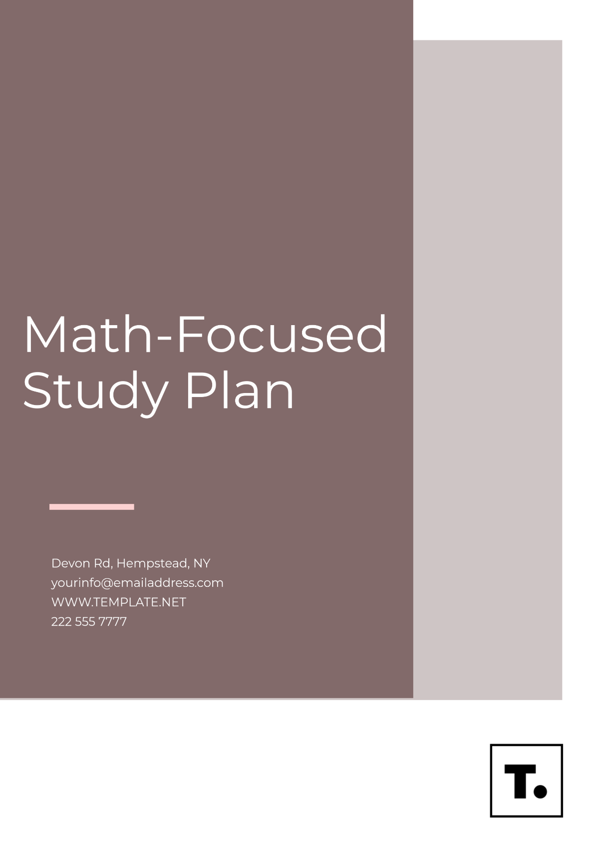 Math-Focused Study Plan Template - Edit Online & Download