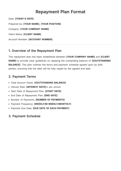 Free Repayment Plan Format Template to Edit Online