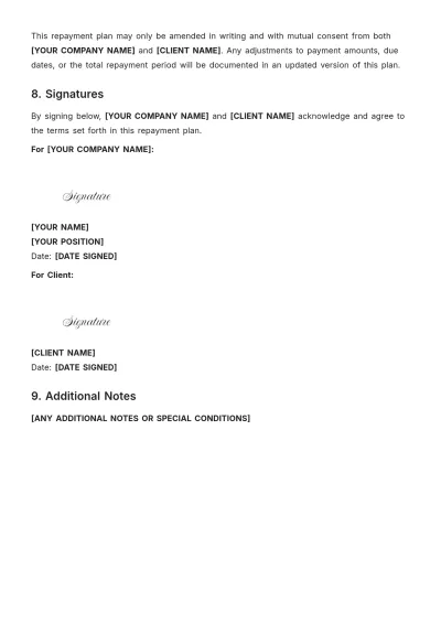 Free Repayment Plan Format Template to Edit Online