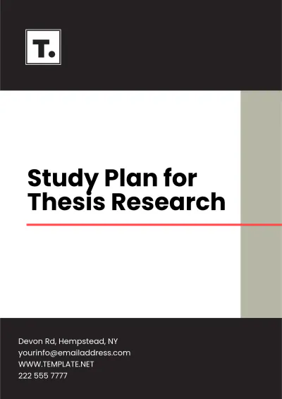 Free Study Plan for Thesis Research Template to Edit Online