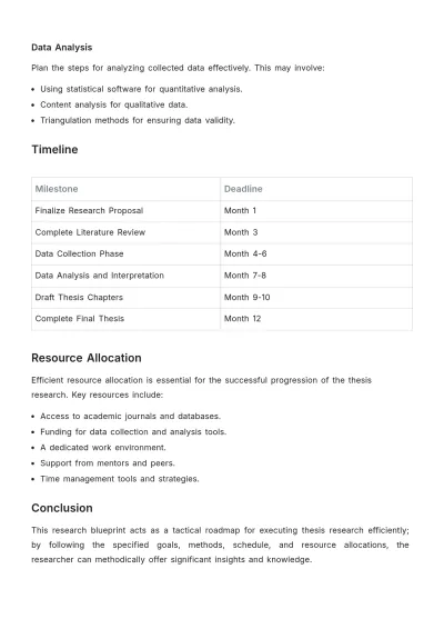 Free Study Plan for Thesis Research Template to Edit Online