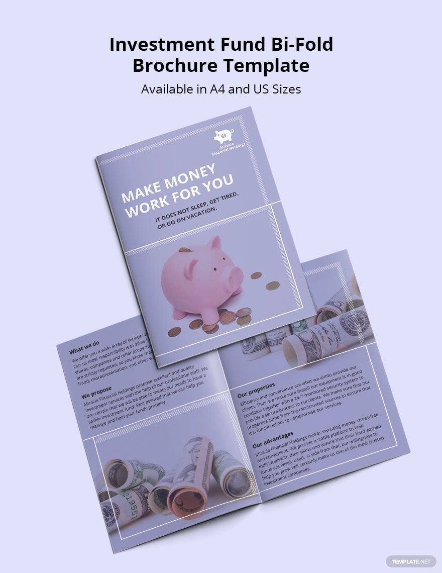 Investment Fund Bi-Fold Brochure Template in Word, Google Docs, Illustrator, PSD, Apple Pages, Publisher, InDesign