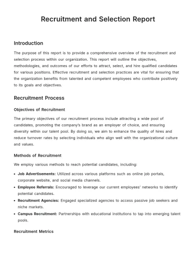 Free Recruitment and Selection Report Template to Edit Online