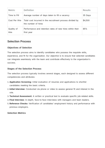 Free Recruitment and Selection Report Template to Edit Online