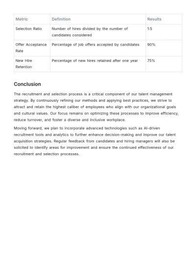 Free Recruitment and Selection Report Template to Edit Online