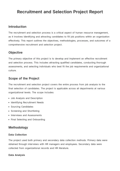 Free Recruitment and Selection Project Report Template to Edit Online
