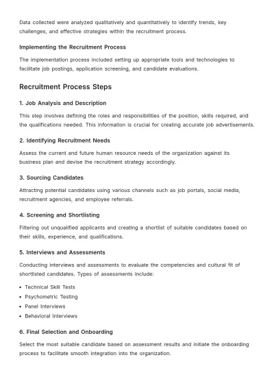 Free Recruitment and Selection Project Report Template to Edit Online