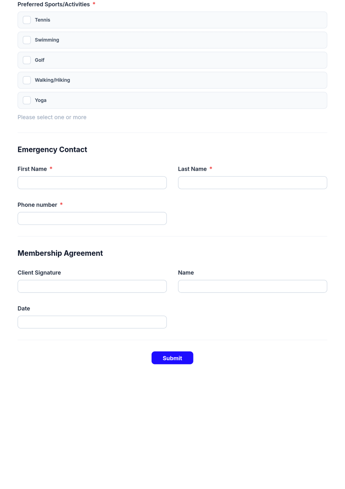 Free Sports Club Application Form Template & AI Maker Free Sports Club Application Form Template & AI Maker