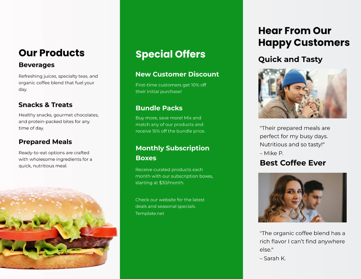 Free Food and Beverage Brochure Template to Edit Online