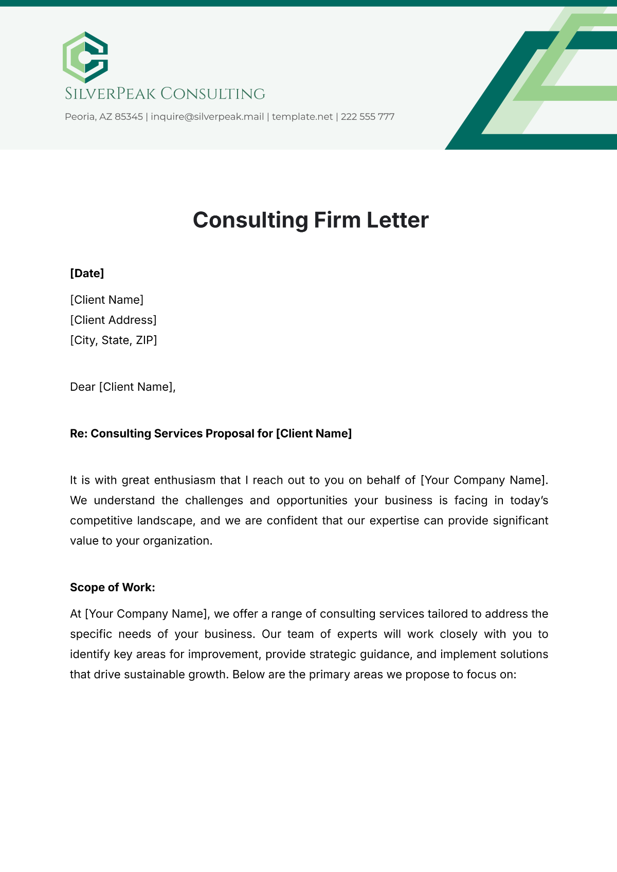 Consulting Firm Letter Template - Edit Online & Download