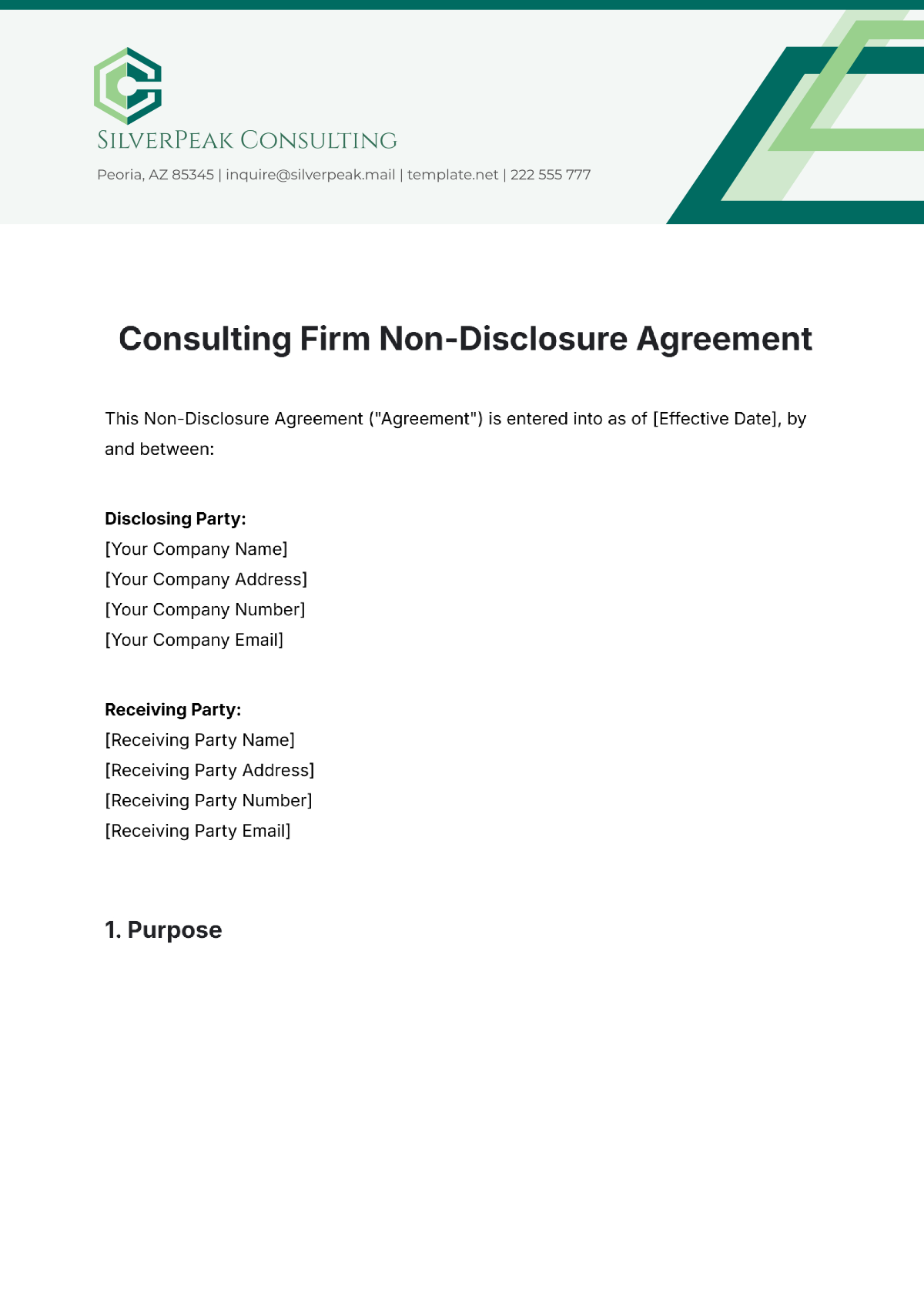 Consulting Firm Non-Disclosure Agreement Template - Edit Online & Download