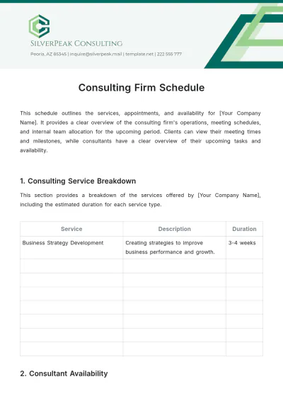 Free Consulting Firm Schedule Template to Edit Online