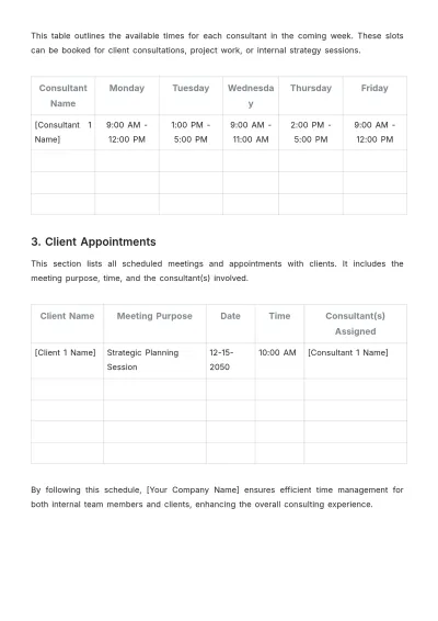 Free Consulting Firm Schedule Template to Edit Online