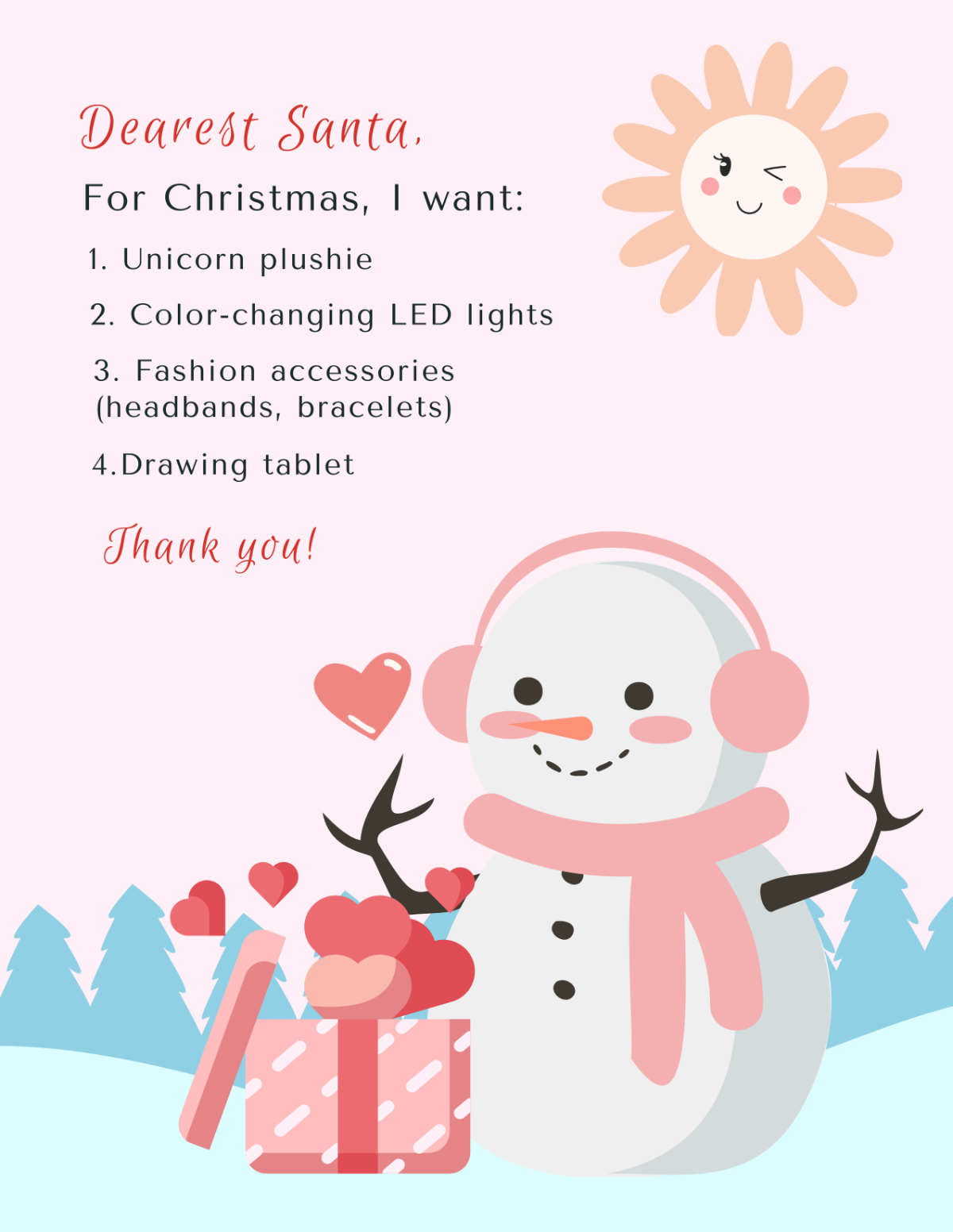 Christmas Wish List for Girls Template - Edit Online & Download