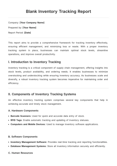 Free Blank Inventory Tracking Report Template to Edit Online
