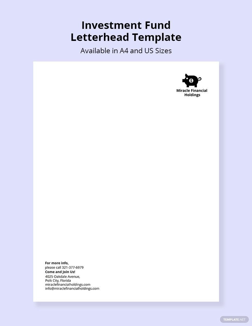 Investment Fund Letterhead Template