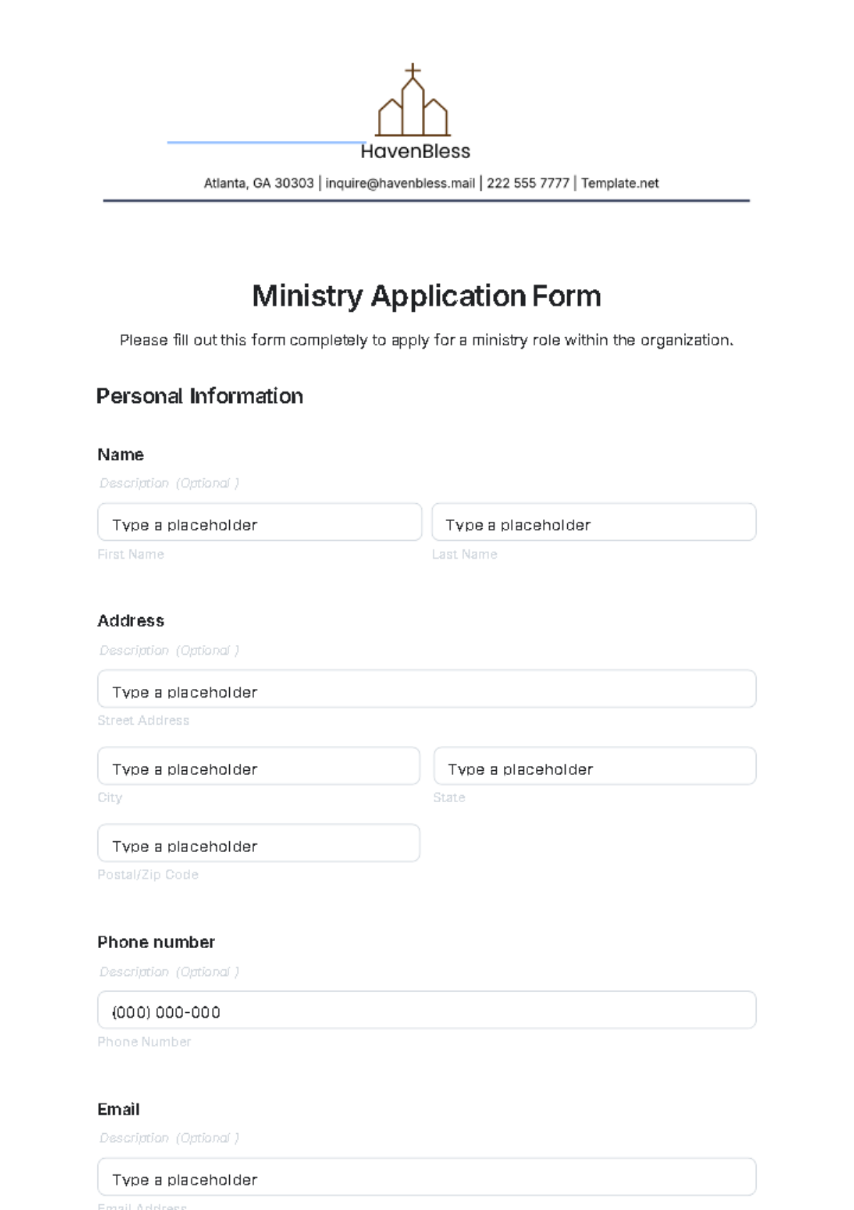 Ministry Application Form Template - Edit Online & Download