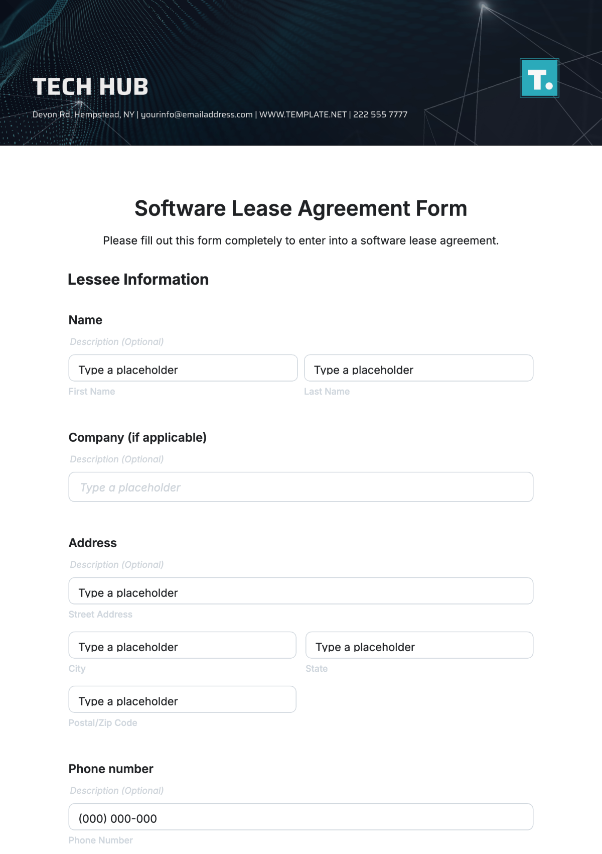 Software Lease Agreement Form Template - Edit Online & Download