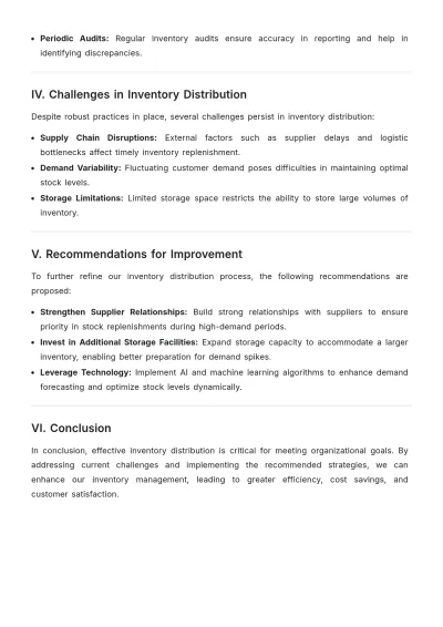Free Inventory Distribution Report Template to Edit Online
