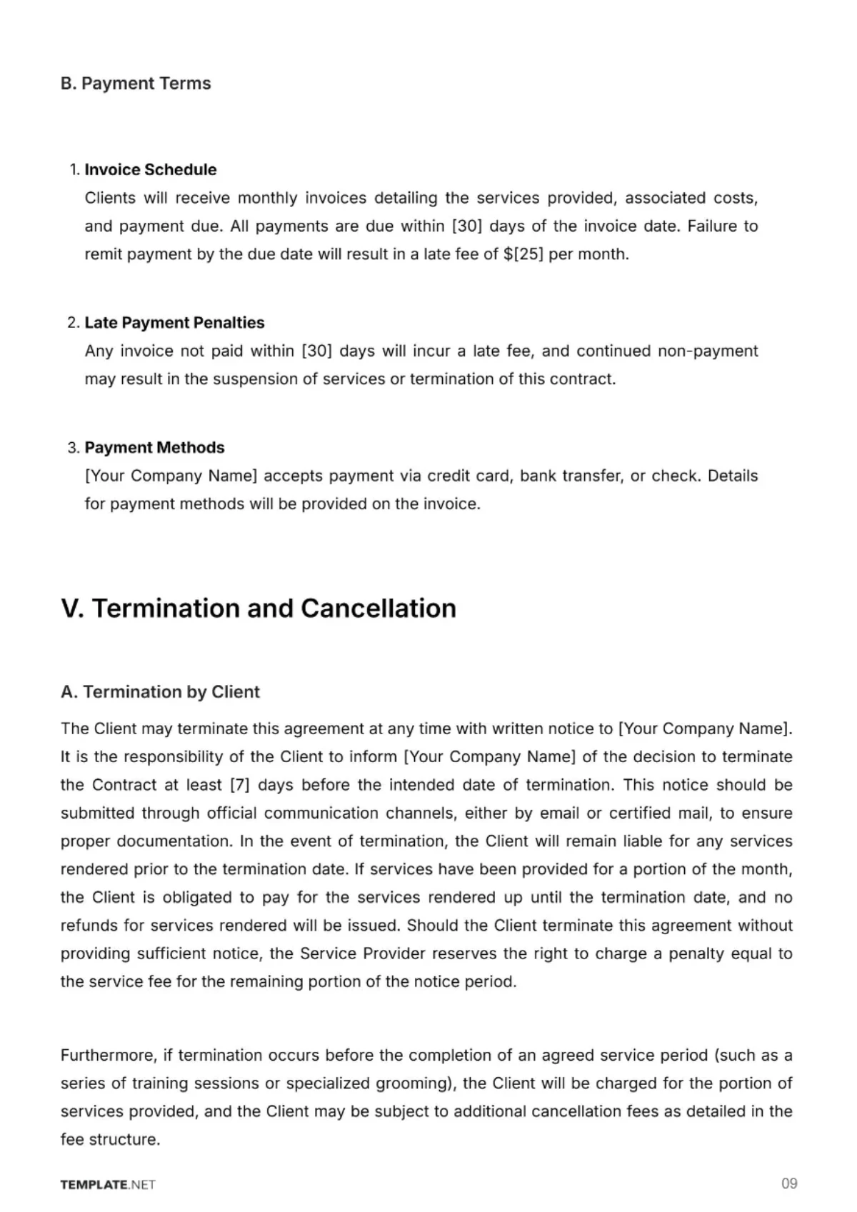 Free Animal Care Contract Template to Edit Online